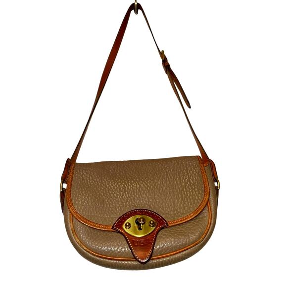 Vintage Dooney & Bourke Cavalry Trooper Shoulder Bag Crossbody Taupe Camel Tan - Picture 1 of 14